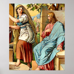 Jesus und Frauen auf dem Brunnenposter Poster