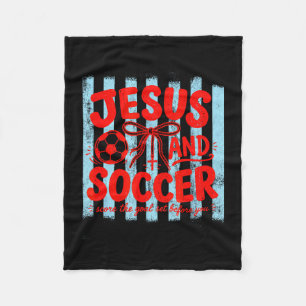 Jesus und Fußball liebende Mutter Glaube religiöse Fleecedecke