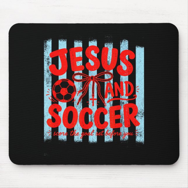 Jesus und Fußball liebende Mutter Glaube religiöse Mousepad (Vorne)