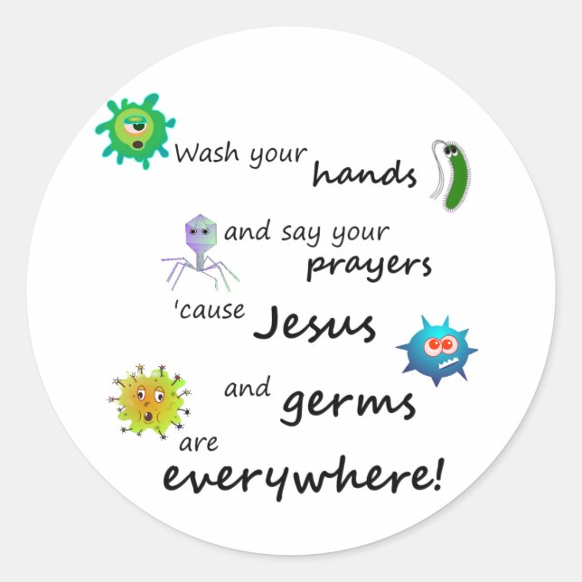 Jesus und Germs Runder Aufkleber (Vorderseite)