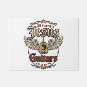 Jesus und Gitarren Vintage Christliche Gitarre Fußmatte