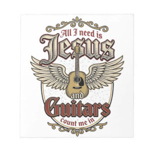 Jesus und Guitars Vintage Christliche Gitarre Notizblock