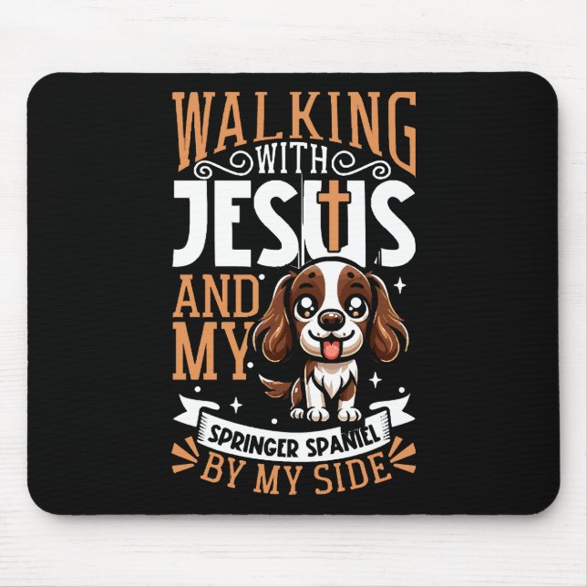 Jesus und Hund - Englisch Springer Spaniel Mousepad (Vorne)