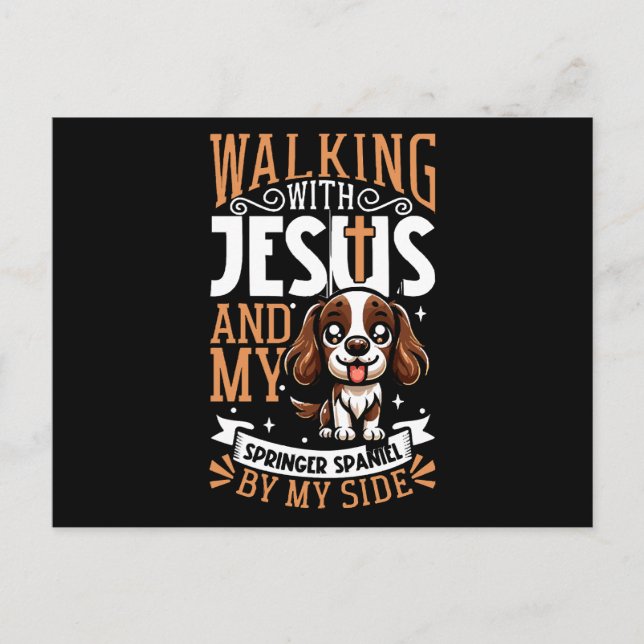 Jesus und Hund - Englisch Springer Spaniel Postkarte (Vorderseite)
