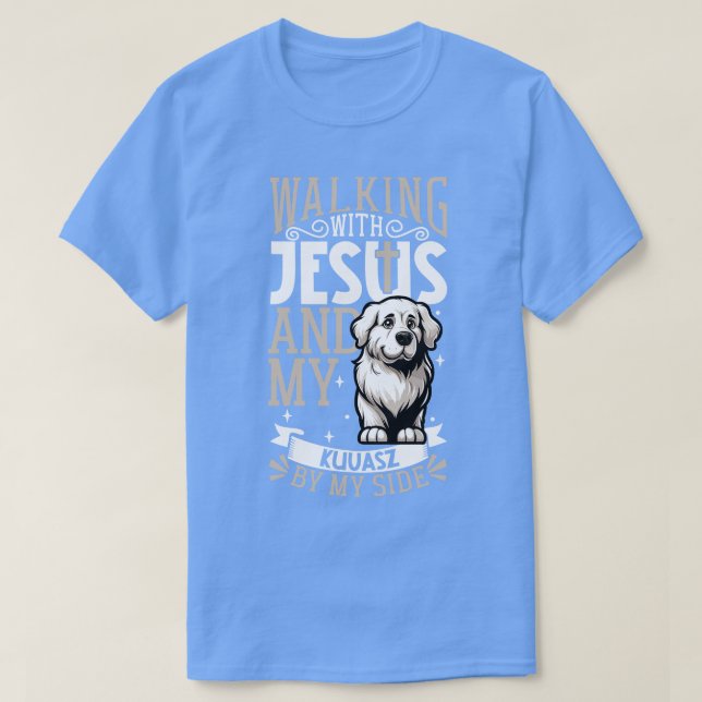 Jesus und Hund Kuvasz T-Shirt (Design vorne)