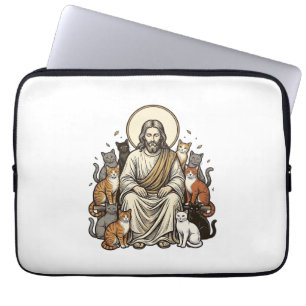 Jesus und Katzen Vintage Laptopschutzhülle