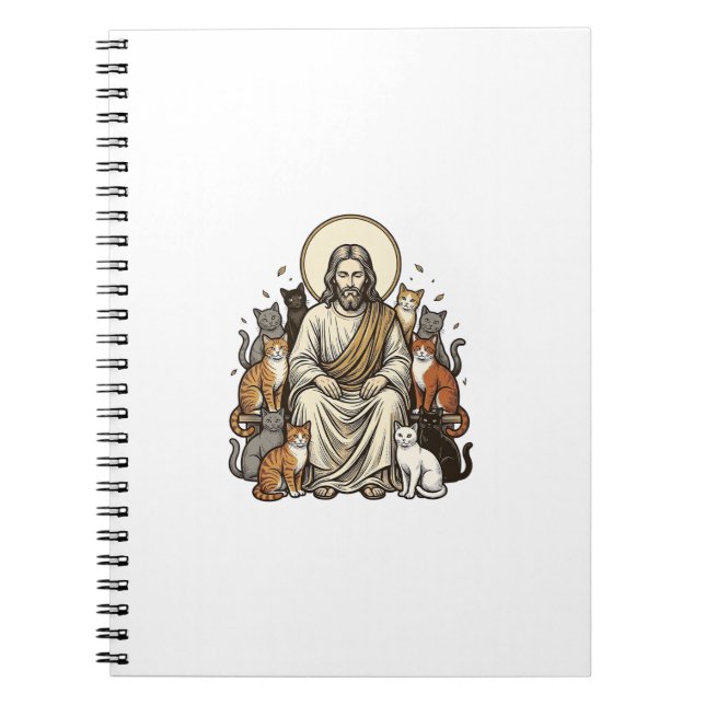 Jesus und Katzen Vintage Notizblock (Vorderseite)