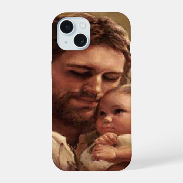 Jesus und Kind iPhone 15 Hülle (Rückseite)