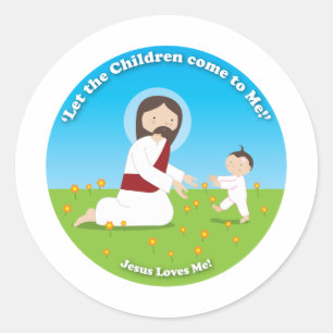Jesus und Kind Runder Aufkleber