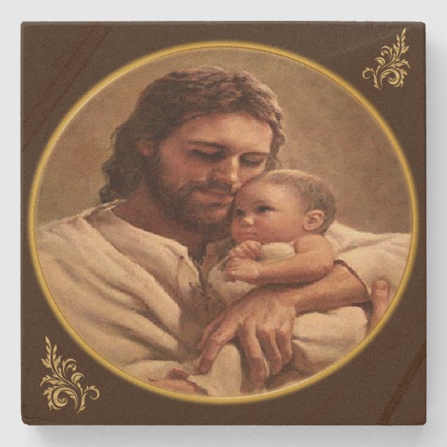 Jesus und Kind Steinuntersetzer (Vorderseite)