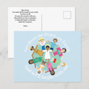 Jesus und Kinder Friedensgebet Postkarte