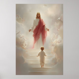 Jesus und kleiner Junge Kunst Druck Katholisch Chr Poster