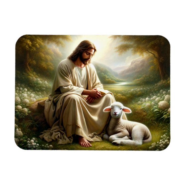 Jesus und Lamb Magnet (Horizontal)