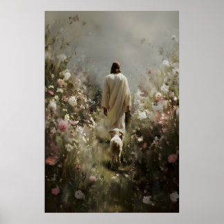 Jesus und Lamm Christliche Wandkunst Moderner Druc Poster