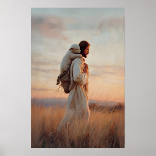 Jesus und Lamm Der gute Hirte Verlorenes Schaf Jes Poster
