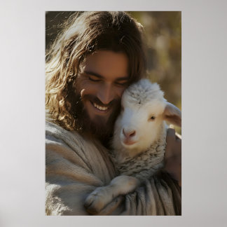 Jesus und Lamm Druck Guter Hirte Christliche Wand Poster