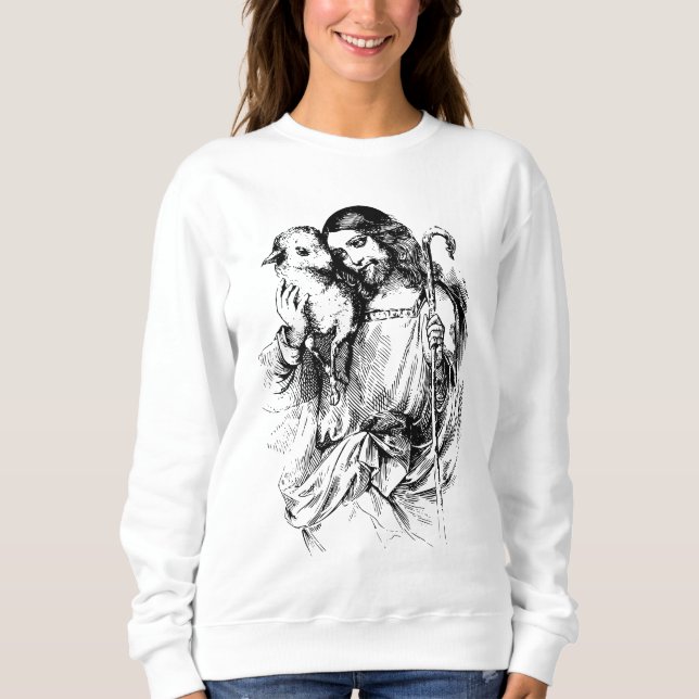Jesus und Lamm Sweatshirt (Vorderseite)