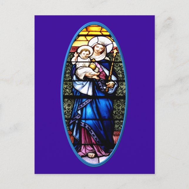 Jesus und Maria Buntglasfenster Postkarte (Vorderseite)