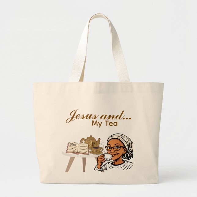 Jesus und mein Tee Jumbo Stoffbeutel (Vorne)