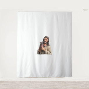 Jesus und Moo Deng_ Ein einzigartiger Einfall in d Wandteppich
