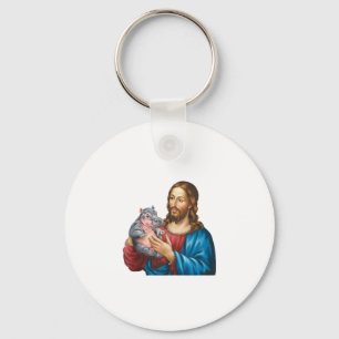 Jesus und Moo Deng Göttliche Verbindung trifft Hip Schlüsselanhänger