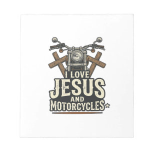 Jesus und Motorräder Vintage-Christen-Biker-Design Notizblock