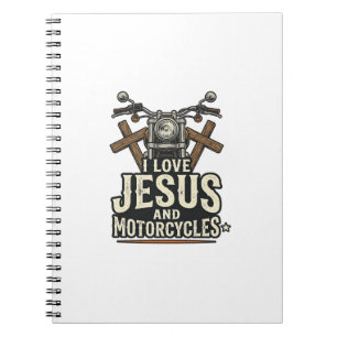 Jesus und Motorräder Vintage christlicher Biker-En Notizblock