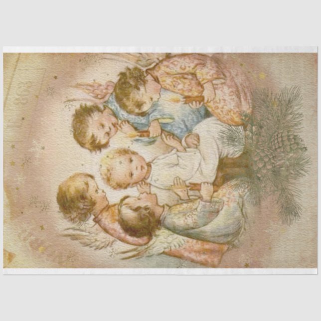 Jesus und Niedliche Kinder am Weihnachtsabend Seidenpapier (Vorderseite)