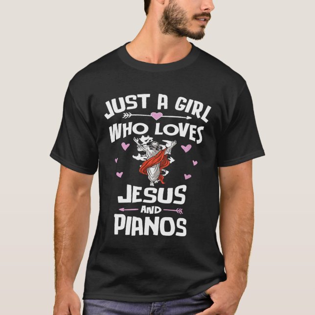 Jesus und Pianos Geschenke für Frauen T-Shirt (Vorderseite)
