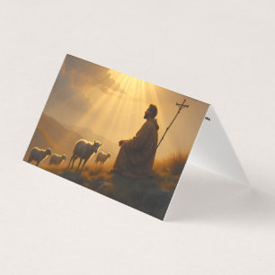Jesus und Schafe auf Berg-Faltkarte