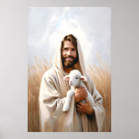 Jesus und Schafe Der gute Hirte Jesus und Lamm