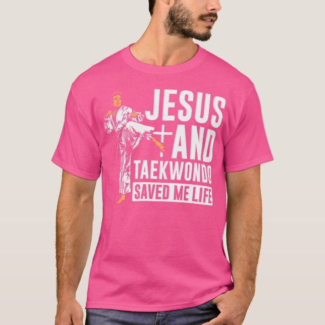 Jesus und Taekwondo Rettete mir Leben Taekwondo T-Shirt (Vorderseite)