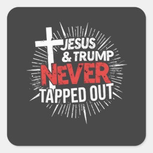 Jesus und Trump haben nie Gestochen Quadratischer Aufkleber