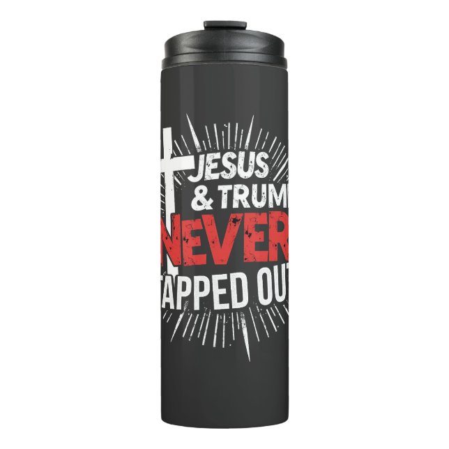 Jesus und Trump haben nie Gestochen Thermosbecher (Vorderseite)