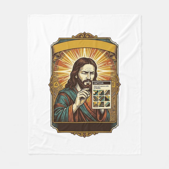 Jesus unscharfe Treppe Captcha-Test Tech-Sicherhei Fleecedecke (Vorderseite)