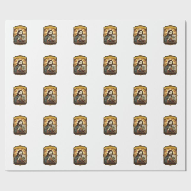 Jesus unscharfe Treppe Captcha-Test Tech-Sicherhei Geschenkpapier (Flach)