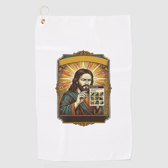 Jesus unscharfe Treppe Captcha-Test Tech-Sicherhei Golfhandtuch (Vorderseite)