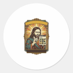 Jesus unscharfe Treppe Captcha-Test Tech-Sicherhei Runder Aufkleber