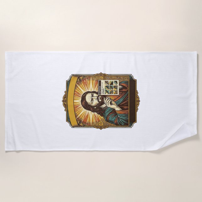Jesus unscharfe Treppe Captcha-Test Tech-Sicherhei Strandtuch (Vorderseite)
