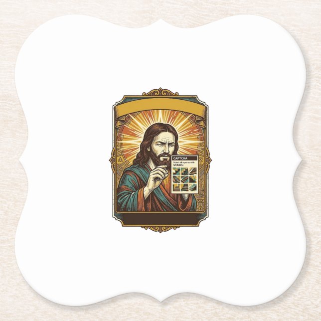 Jesus unscharfe Treppe Captcha-Test Tech-Sicherhei Untersetzer (Vorderseite)