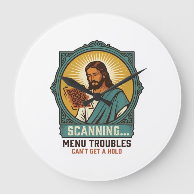 Jesus unscharfer QR-Code wird nicht scannen Menü T Große Wanduhr (Vorderseite)