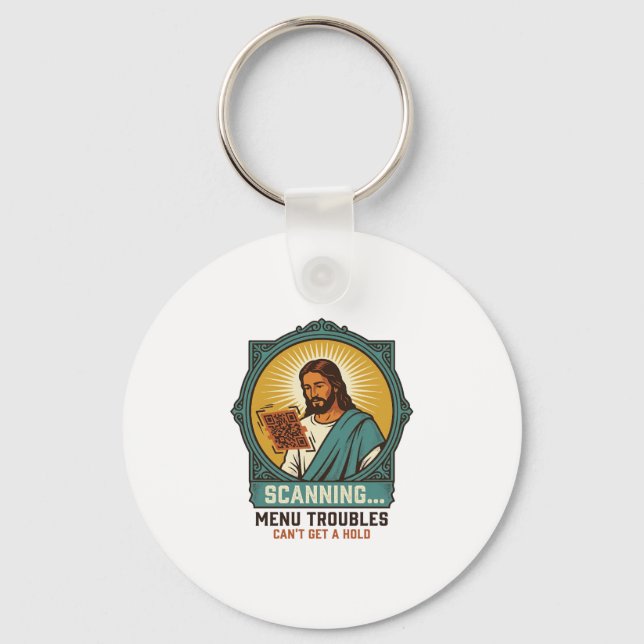 Jesus unscharfer QR-Code wird nicht scannen Menü T Schlüsselanhänger (Vorderseite)