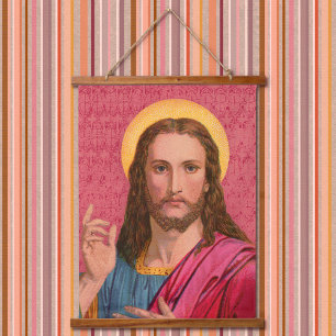 Jesus unser Erlöser Hängetafel Wandteppich Mit Holzrahmen