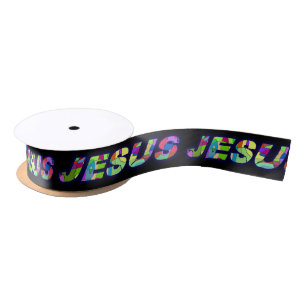 Jesus unterzeichnen herein multi Farben Satinband