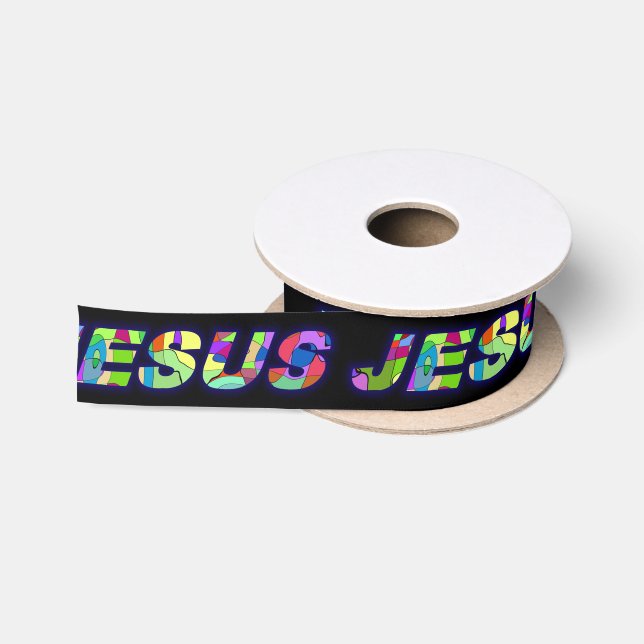 Jesus unterzeichnen herein multi Farben Satinband (Spule)