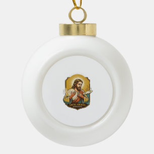 Jesus verbrannte Finger beim Herausnehmen des Tell Keramik Kugel-Ornament