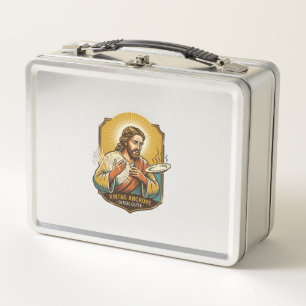 Jesus verbrannte Finger beim Herausnehmen des Tell Metall Brotdose
