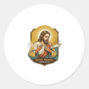 Jesus verbrannte Finger beim Herausnehmen des Tell Runder Aufkleber