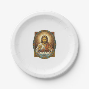Jesus verlor Kontaktlinse im Badezimmer Waschbecke Pappteller