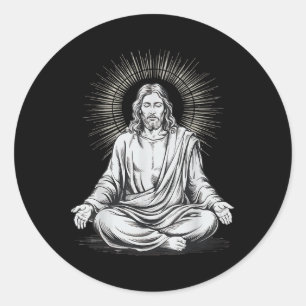 Jesus vermittelt Christliche Meditation Runder Aufkleber